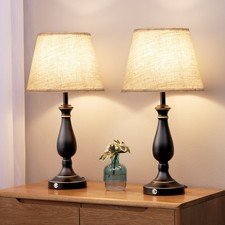 EDISHINE 23.4" Classic Black Table Lamp Set of 2, 3-Way Dimmable Touch Control