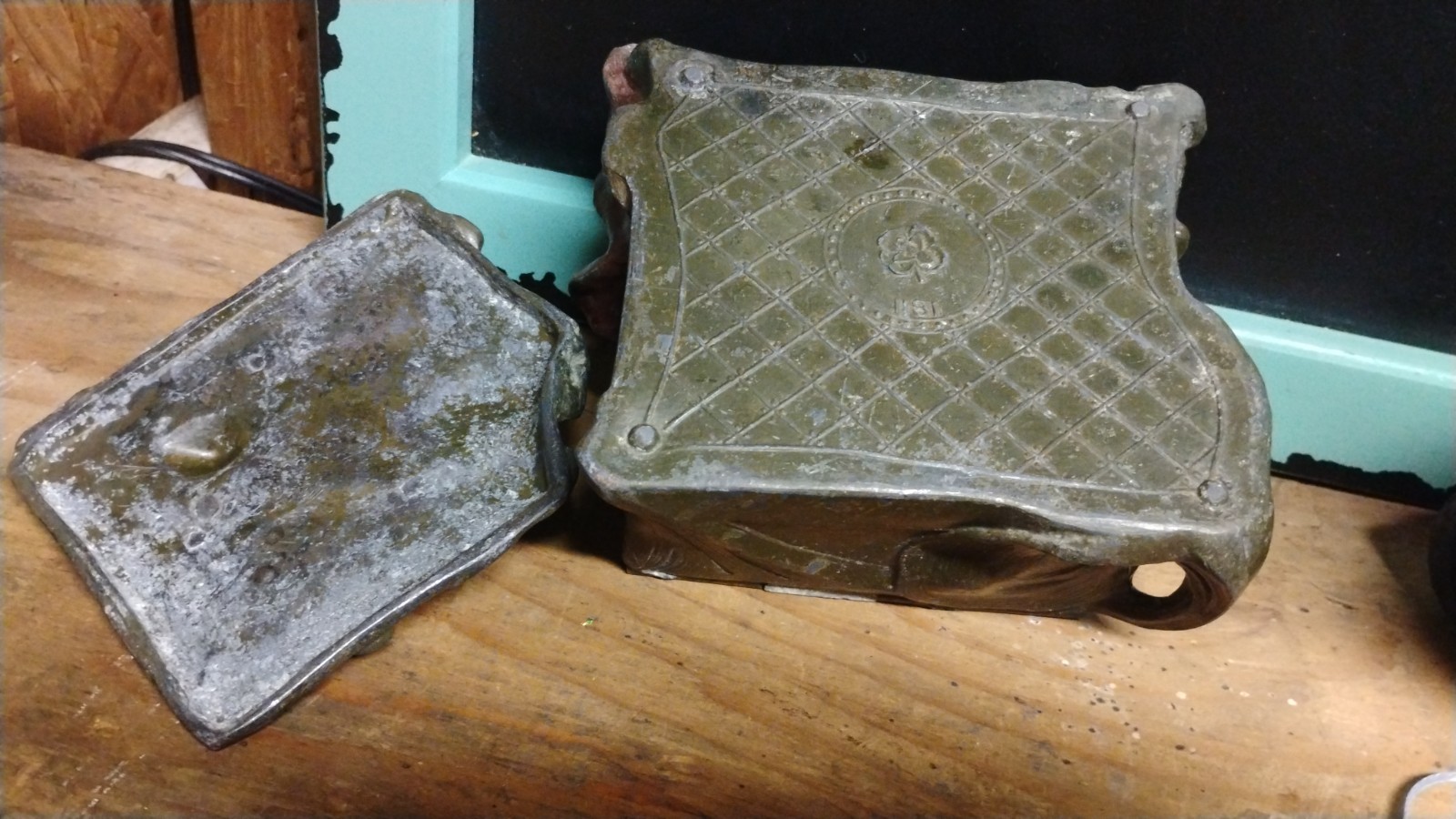 antique art nouveau bronze lady embossed  Jewelry Trinket container