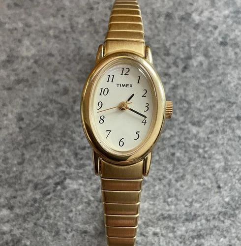 Vintage Timex Womens Watch 18mm Gold Tone Case And Expansion Band Bin Z