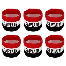6Pcs Elastic Captain's Armband Soccer Team Training Arm Band Black White Red