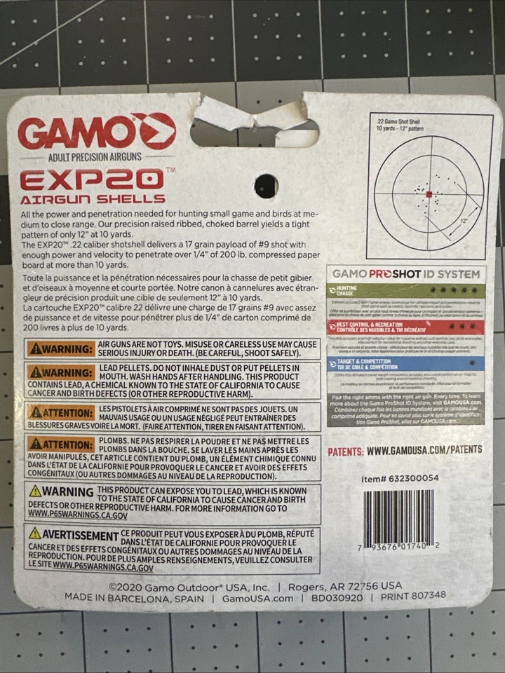 Munição Gamo 632300054 Viper & Shadow Express rifle de ar shot shell calibre .22 contagem 25 - Imagem 2 de 4