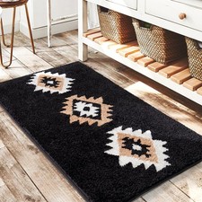 DEXDE Black Bathroom Rug Mat 20x32, Aztec Boho Western Plush Non-Slip