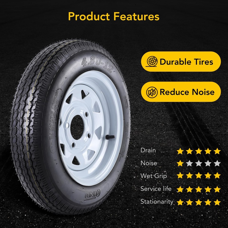 2 Pack of 4.80-12 4.80x12 Trailer Tires and Wheels with 12