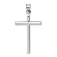 14k White Gold Crucifix Necklace Minimalist Cross Pendant for Men Women Faith