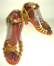 Women's Latin Shoes Low Heel Faux Leather Gold Dance Shoes Size-6/36