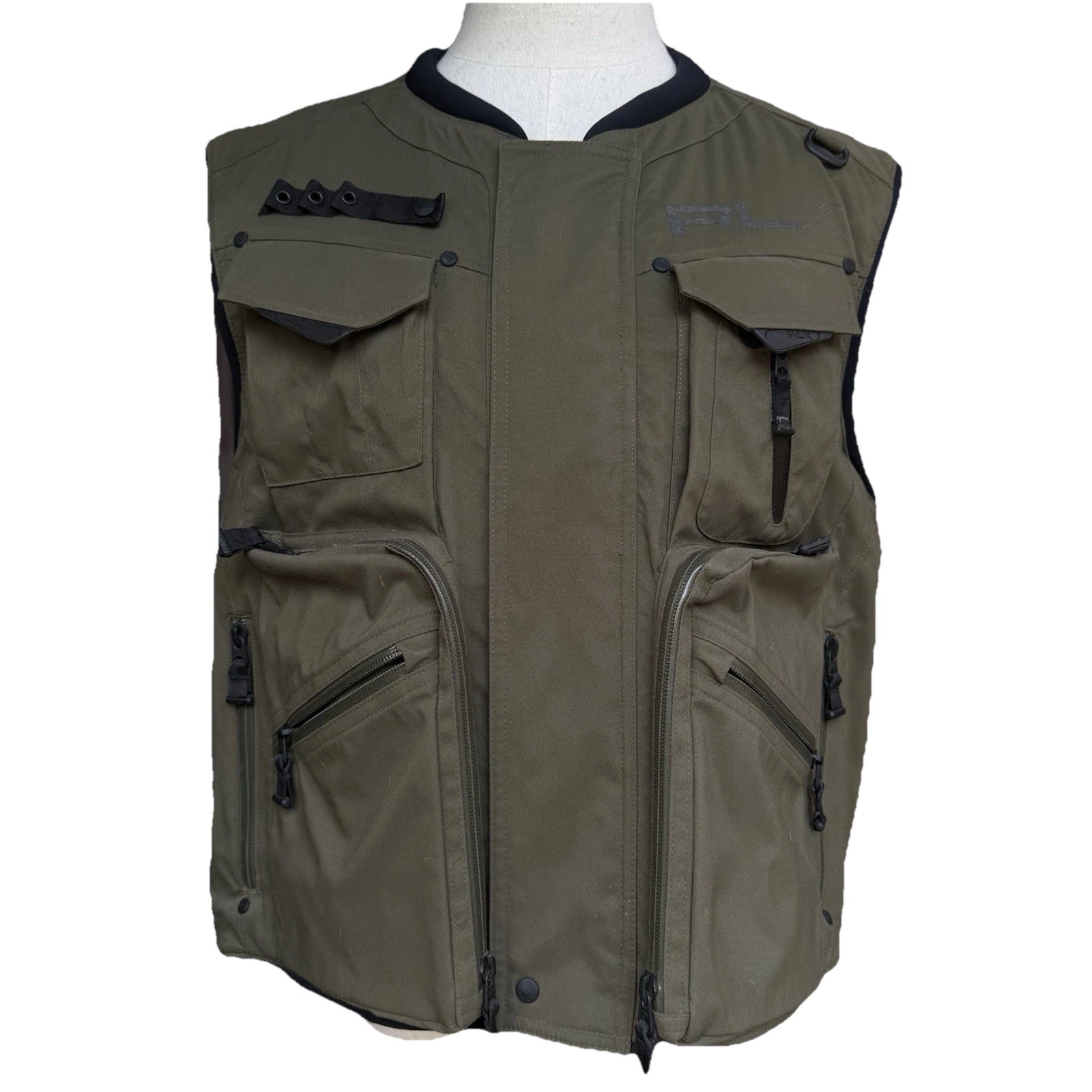 RLX RALPH LAUREN Mens Water-Repellent Utility Cargo Vest Jacket Large Green Army