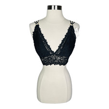 aerie Real Good Lace Padded Plunge Bralette Black Size Medium Bra Wireless