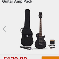 Gear4music New Jersey 3/4 Black Solid 6-String Electric Guitar Amp Pack + Bag