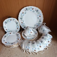Vintage Colclough "Linden" pattern bone china tea set by Ridgway potteries 1970s