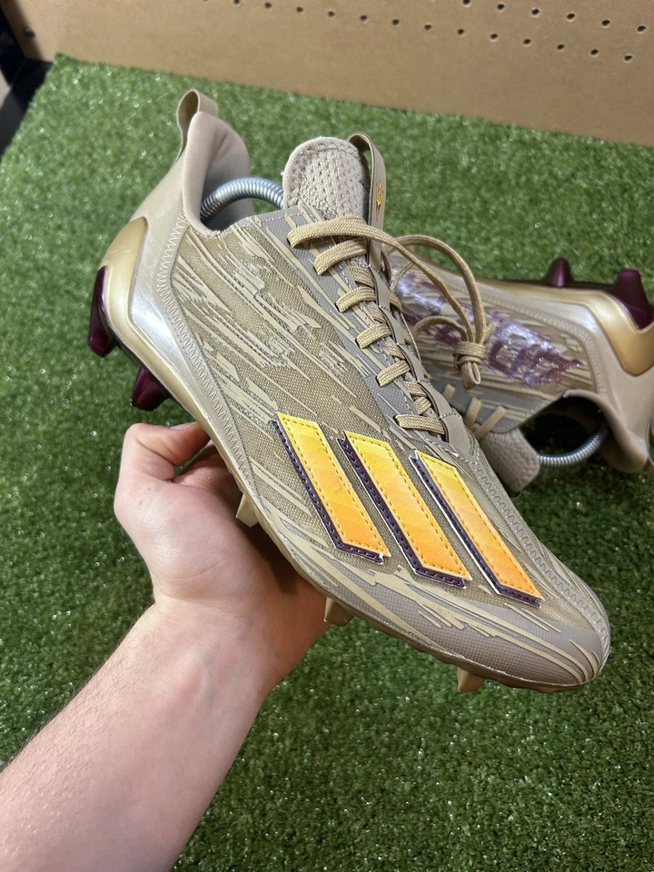 Size 11.5 Adidas Adizero Arizona State Brown Gold Football Cleats HQ3983 NEW - Image 2 of 4