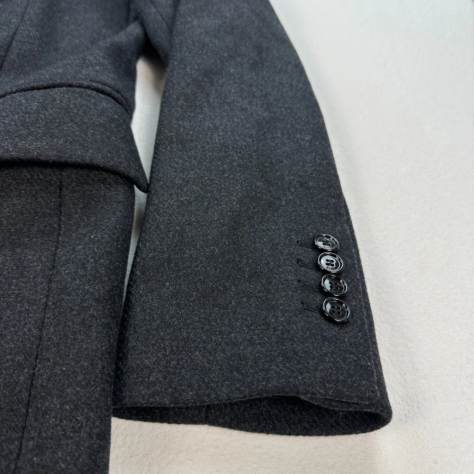 Hugo Boss overcoat cashmere wool men medium black Colombo woven Italy luxury - Image 4 of 4
