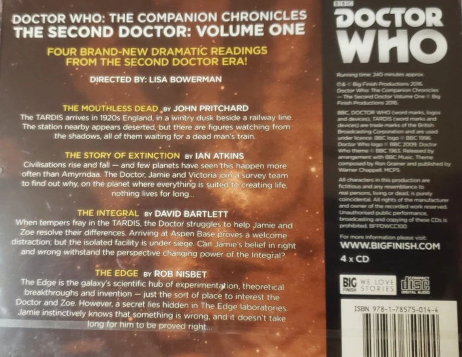 Doctor Who Companion Chronicles: The Second Doctor Vol.1 Big Finish NEW SEALED - Image 2 of 3