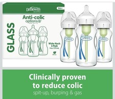 New Dr. Brown's Natural Flow Wide Neck Glass Baby Bottles 9 oz 270 ml 3 Pack