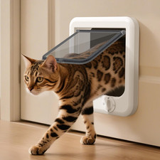 Cat Door Interior Door, Push  Turn 4-Way Lock Indoor Cat Doors, Reinforced ABS
