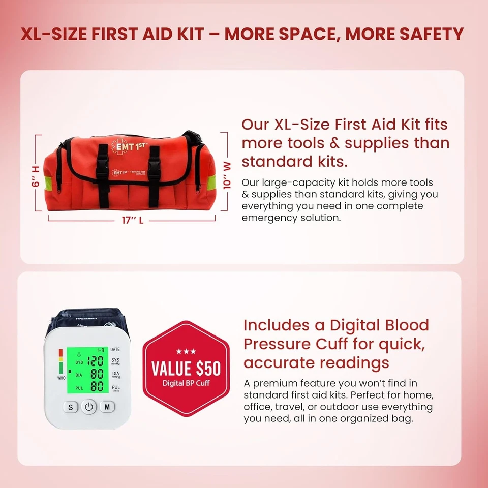 EMT 1st Emergency Responder First Aid Kit | Medical Trauma Bag for Disaster Prep - Image 2 of 4