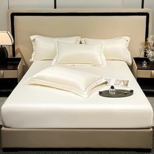 Mulberry Silk Fitted Bed Sheet with Elastic Bands Luxury Mattress Cover Single D