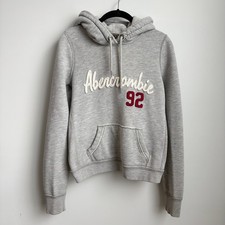 Women's Vintage Y2K Abercrombie  Fitch Gray Logo Pullover Hoodie Sweatshirt