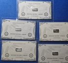 F LOT OF FIVE  (5)  1 GRAM .999 FINE SILVER BARS - CARDED
