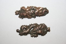 Tsuba Copper Dragon Edo Era Hand Forged Gold Plated Back Collectible