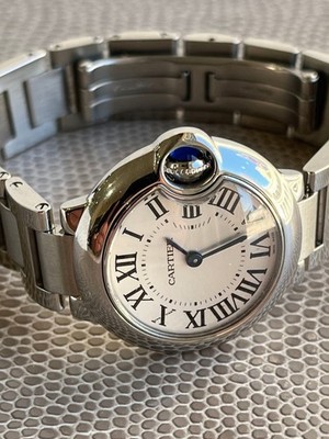 Cartier Ballon Bleu Silver 28 mm Women's Watch - W69010Z4 original box & papers