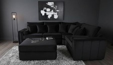 Lilly 2C2 Corner Sofa – Black Plush Velvet – Modern 5 Seater Corner Sofa