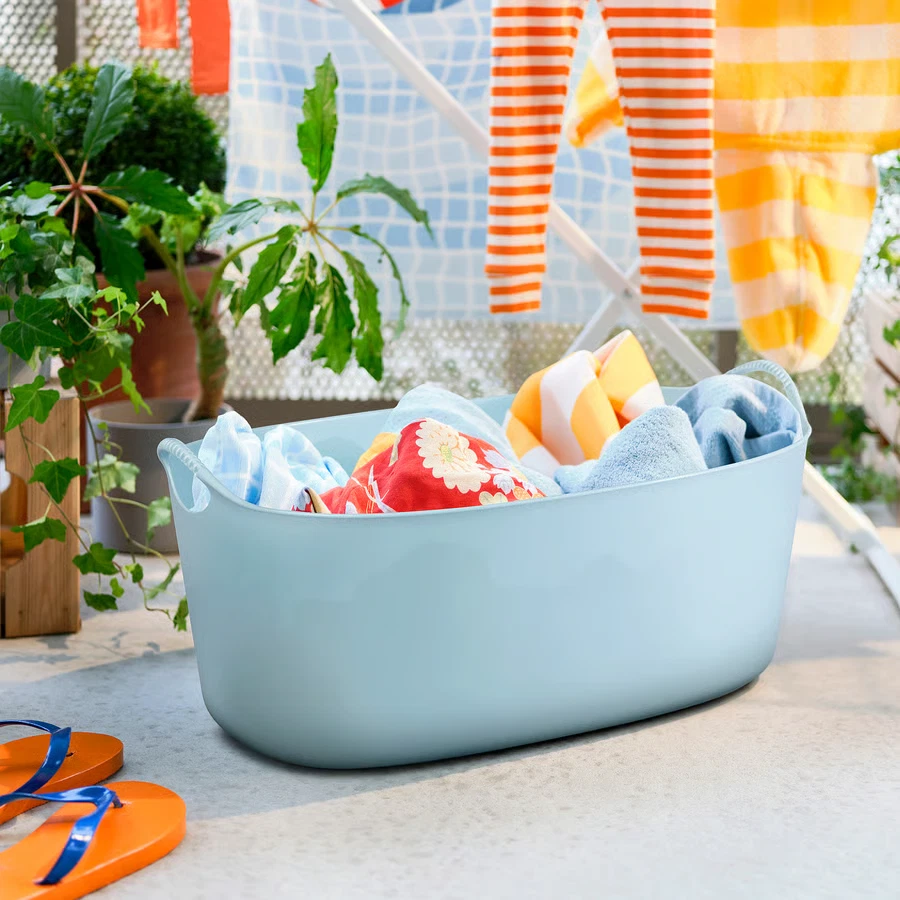 Cesta de lavandería flexible IKEA TORKIS azul 9 galones cesta de ropa Foto 2 de 4