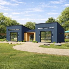 Modern Shed Roof Garage Plan  with Workshop & Storage
