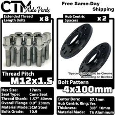 2x 10mm Thick 4x100 57.1mm CB Wheel Spacer Set Chrome 12x1.5 Bolt Fit BMW E30/21