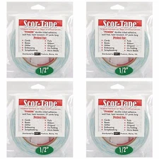 Scor-Tape/ Be Creative 1/2" (0.5") x 27 yards Double-sided Adhesive- 4 Roll Lot