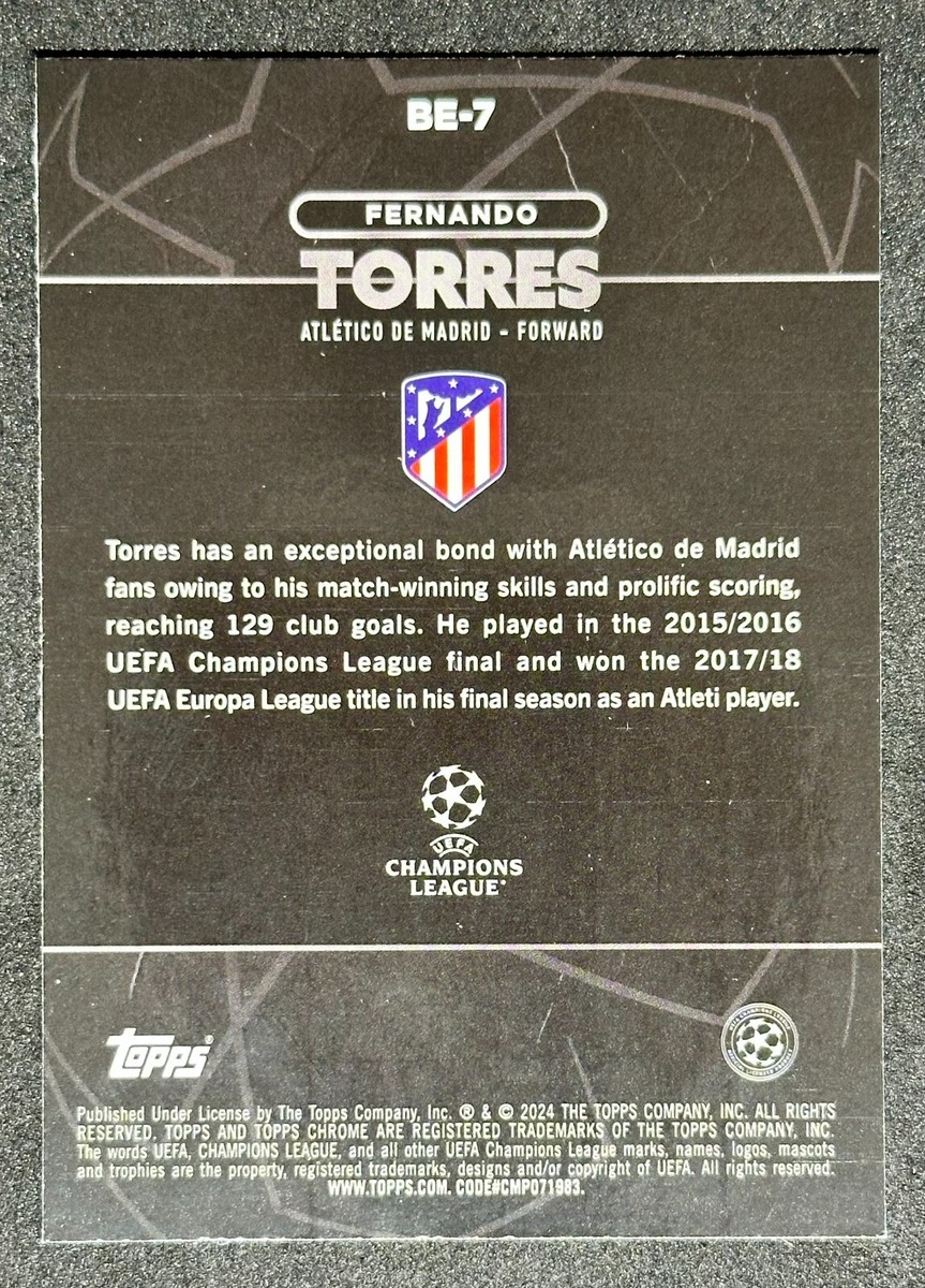 Carte Fernando Torres Shadow Etch Atletico Madrid - 2023-24 Topps UCC Chrome - Case Hit