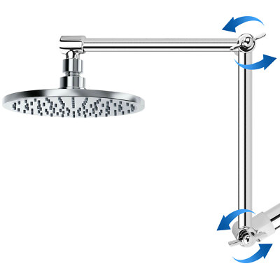 Adjustable extension arm for rainfall shower head