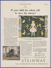 Vintage 1929 STEINWAY Piano Music Through The Looking Glass 1920's Print Ad