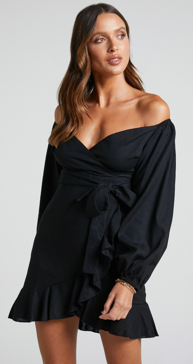 black mini dress showpo Wanda Mini Dress