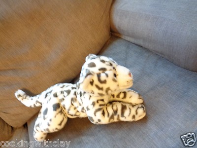 REALISTIC LEOPARD PLUSH DOLL FIGURE BABY WHITE SNOW LEOPARD REALISTIC CUDDLY 