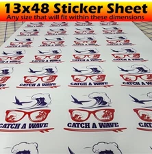 Custom Stickers Bulk Sheet Labels Vinyl Decals Circle Square Round 13x48 Inches