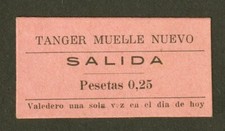 VINTAGE TANGER MUELLE NUEVO MOROCCO FERRY TICKET