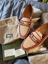 Gucci Raffia Agadir Red /Natural Horsebit Loafers NEW IN BOX! Size 8 MEN (Italy)