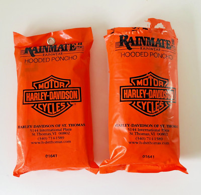 Harley-Davidson Motorräder Werbe Ponchos mit Kapuze von Rainmate Rainwear x 2