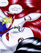 POISON IVY & HARLEY QUINN KISS ORIGINAL FINE ART BY COMIC ARTIST JAMES CHEN 
