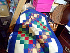 Queen Size Square in Square 82x84 Muilt-color Quilt W/ Matching pair of shames — photo 3