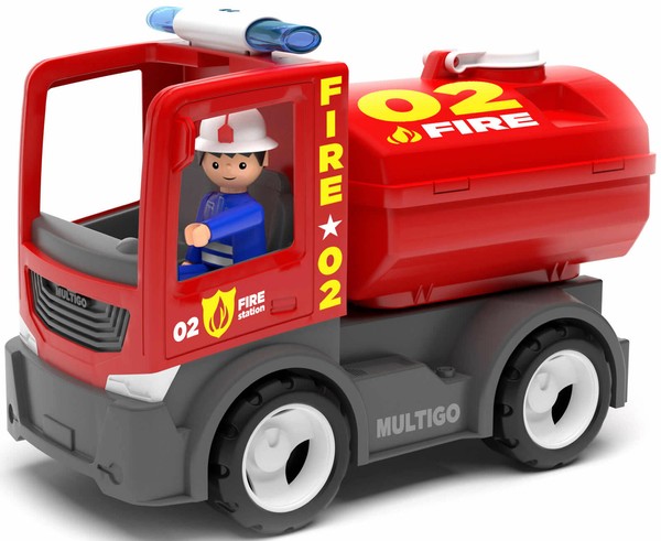 Multigo Tankwagen Lkw Lastwagen Mit Spielfigur Feuerwehr Fahrzeug +3J-image