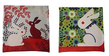 Throw Pillow Case Rabbit Easter time 2 X CUSHION COVERS COTTON PRINTED 46CM