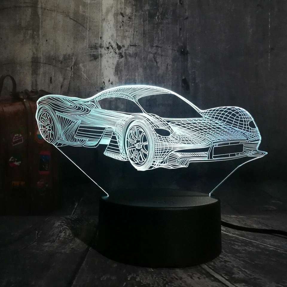 Feerrari CARS 3D Acrílico LED 7 Colores Novedad Regalo Noche Luz Táctil Lámpara de Mesa Foto 3 de 4