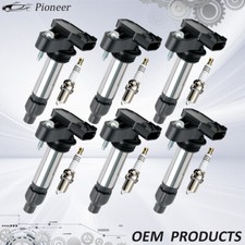 6X Ignition Coil + Iridium Spark Plug OEM Set For Cadillac GMC Chevy Buick UF569