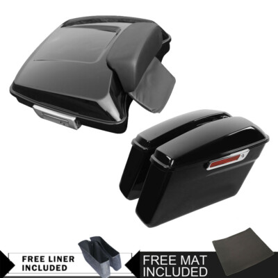 Hard Saddlebags + 5.5'' Razor Trunk Fit For Harley Road Street Glide 2014-2023