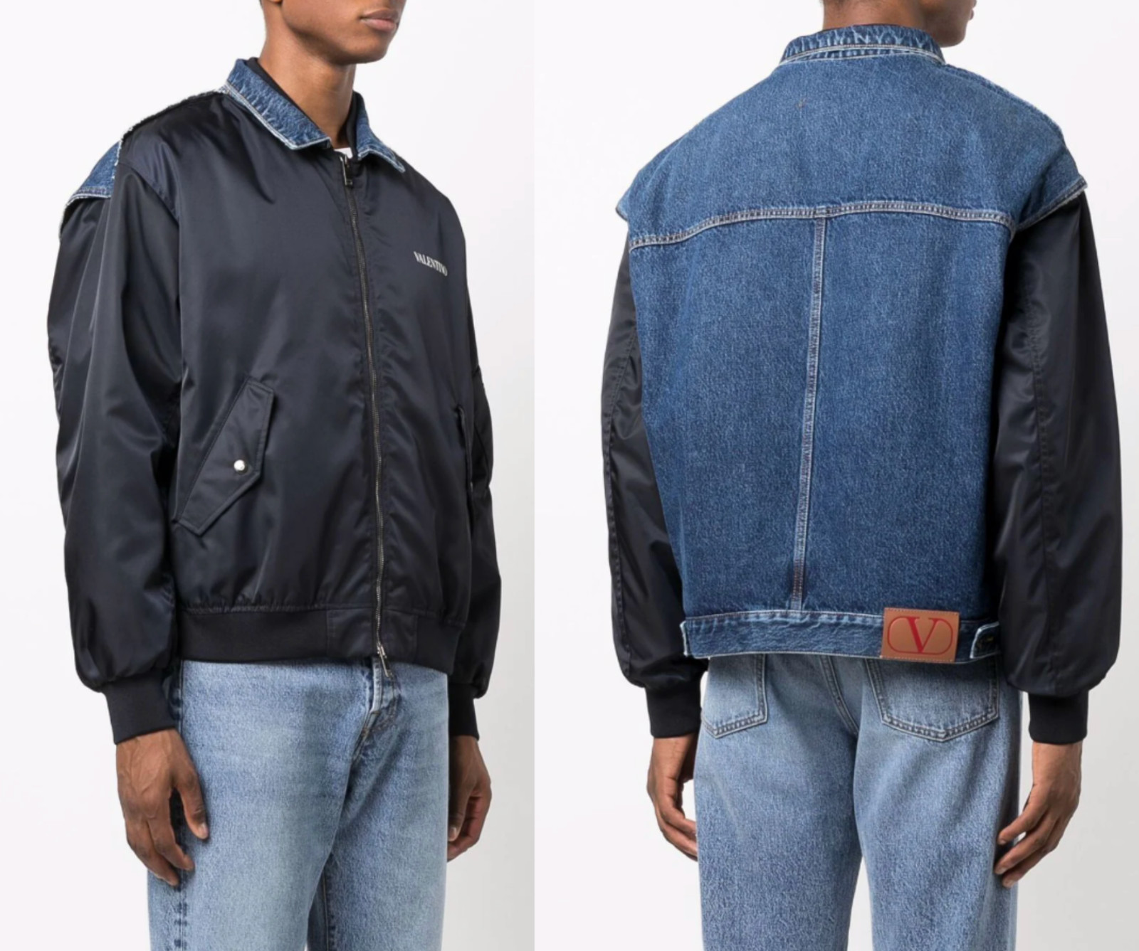 Valentino Bomber Jacket VLTN Logo Blouson Coat Denim New M
