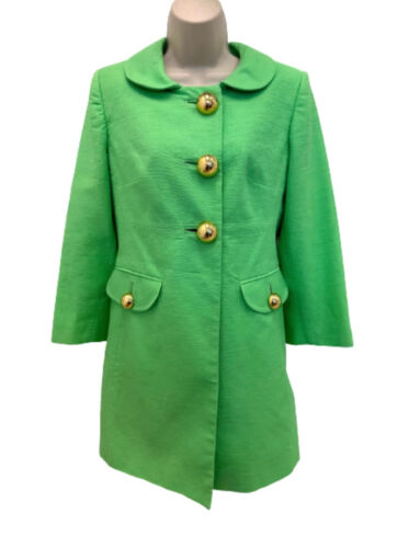 Milly Green Cotton Buttoned Jacket Size 8 - Afbeelding 1 van 7