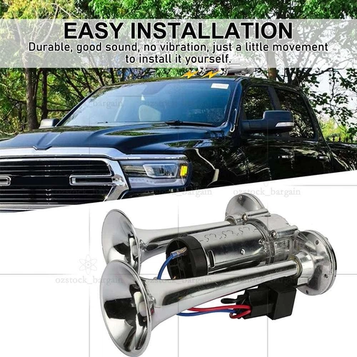 600DB 12V Car Air Horn Kit Loud Speaker Dual Trumpet Compressor Truck Vehicle Oz - Picture 11 of 12