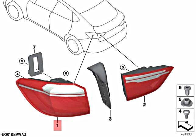 Genuine BMW F16 F86 SAC Rear Light In The Side Panel Left OEM  