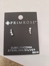 PRIMROSE Sterling Silver Cubic Zirconia Graduated Curved Stud Earrings, Women's,